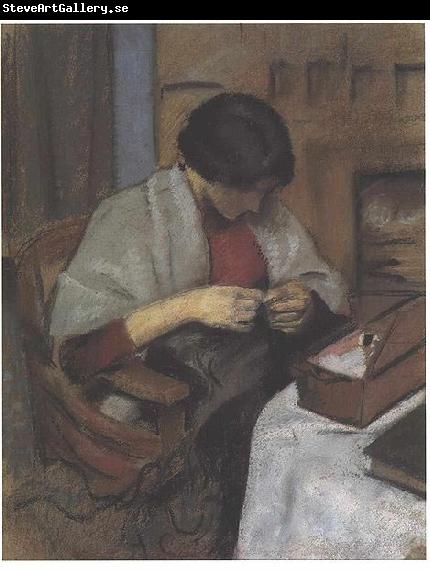 August Macke Elisabeth Gerhard sewing